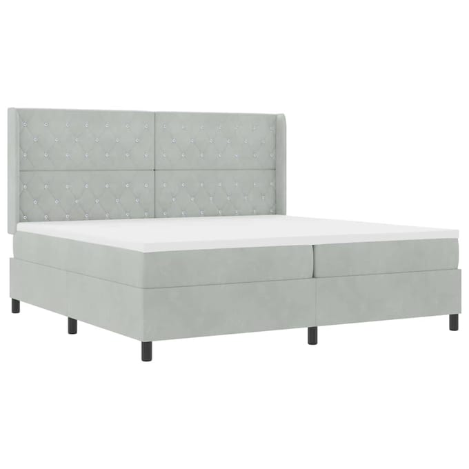 vidaXL - Boxspring - bed - met - matras - Lichtgrijs - 200 - x - 200 - cm - Fluweel