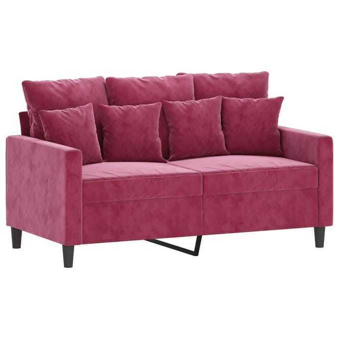 vidaXL - 2-delige - Loungeset - met - kussens - fluweel - wijnrood
