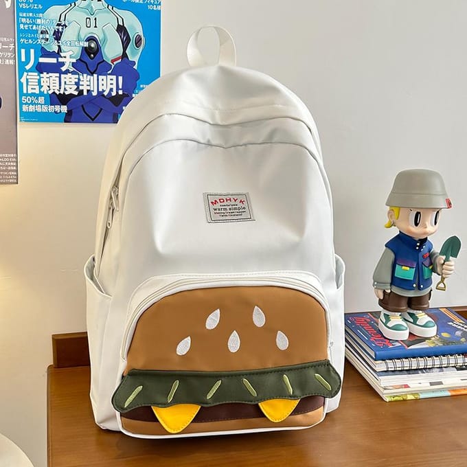 Version Coréenne de Sac à Dos Décontracté de Campus Mignon Grande Capacité Hamburger Design de Niche Sac à Dos de Voyage Collégiens Livre .