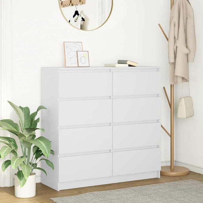 vidaXL - Dressoir - 100x35x99 - cm - bewerkt - hout - wit