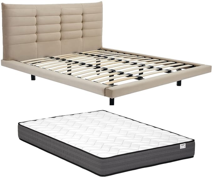 Vente-unique Bedframe stof beige 160 x 200 cm