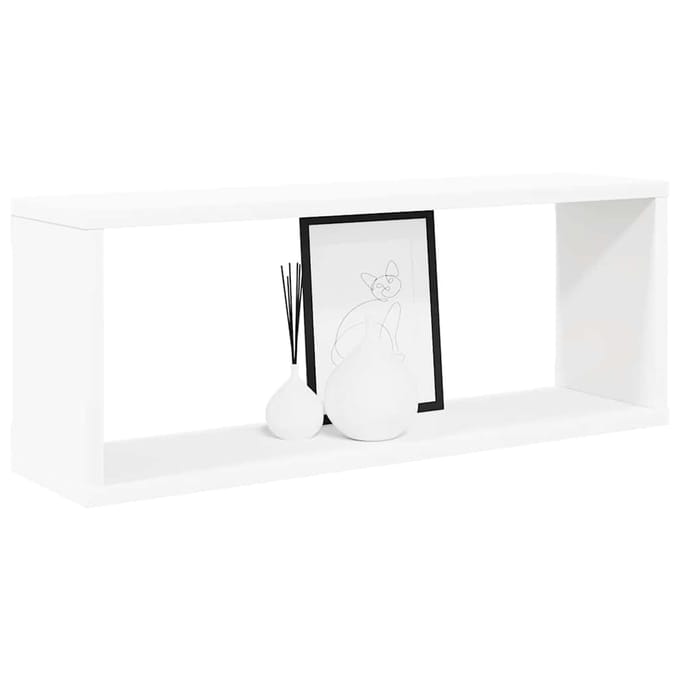vidaXL - Wandschappen - kubus - 4 - st - 60x15x23 - cm - bewerkt - hout - wit