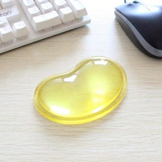 Siliconen Hartvormige Computer Muis Polssteun 3D Golvende Comfort Gel Computer Muis Handpols Steun Kussen Pad geel
