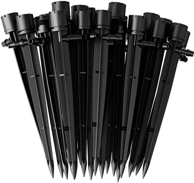 60Pcs Water Irrigation Drippers - 8 Holes Adjustable Drip Emitters - Micro Flow Drip Irrigation - 360 Degree Watering System voor 4mm/7mm Tube