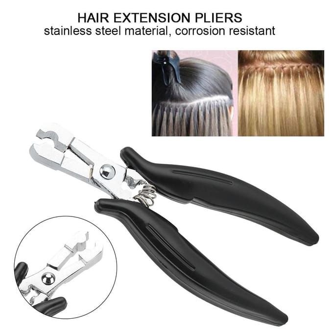 Pince à extensions de cheveux en acier inoxydable, poignée antidérapante, outils pour extensions de cheveux et perruques gray