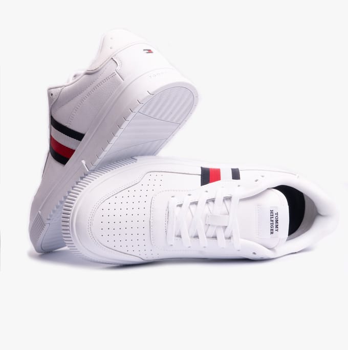 Heren SUPERCUP Striped Leren Sneakers Wit
