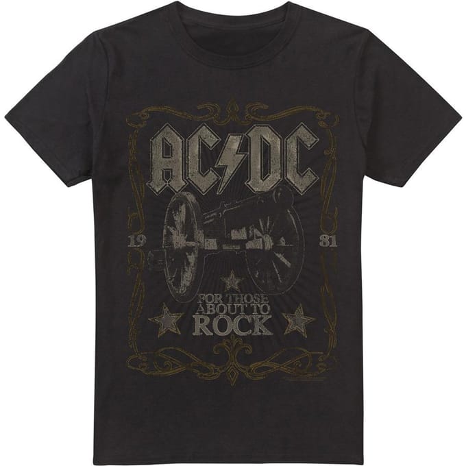 AC/DC Heren Rock Label T-Shirt (Zwart)