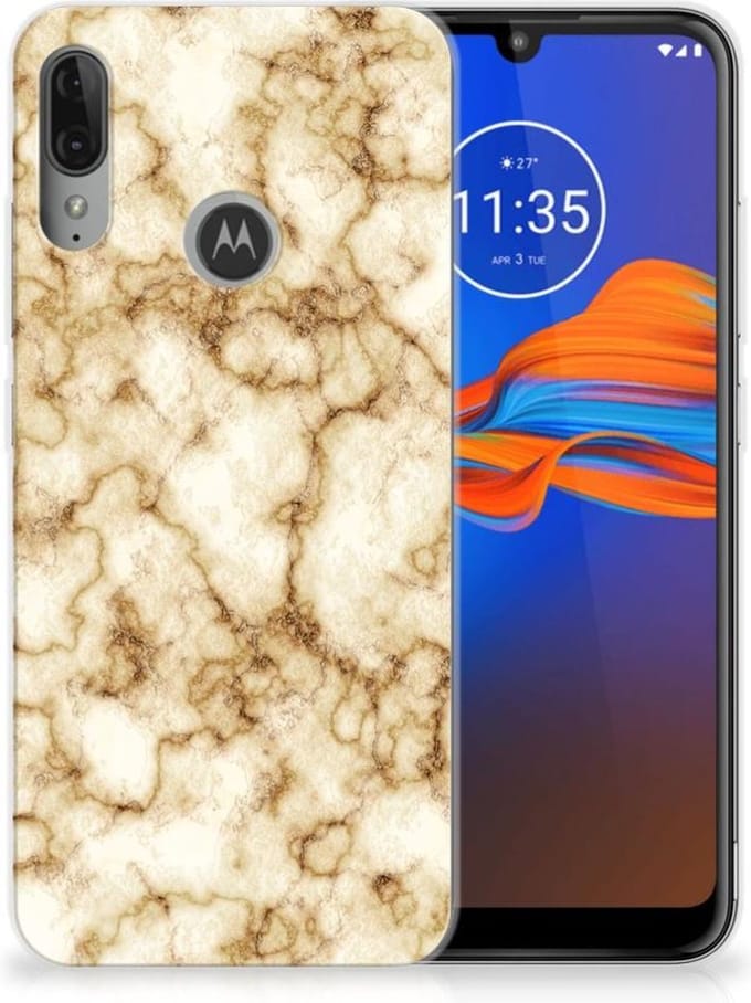 Motorola Moto E6 Plus TPU Siliconen Hoesje Marmer Goud