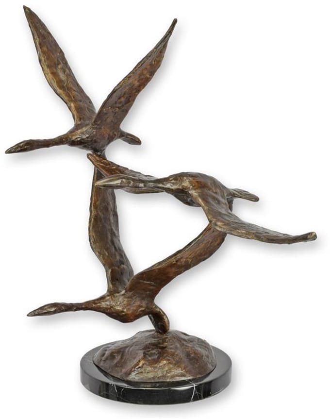 Bronzen beeld - Ganzen - bronskleurig - 43,5 cm hoog