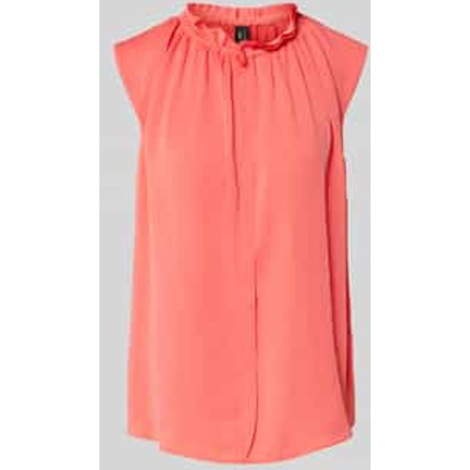 Blousetop met opstaande kraag en kapmouwen