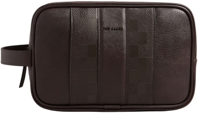 Ted Baker toilettas Waydee House Check PU Washbag Brown - Choc donkerbruin