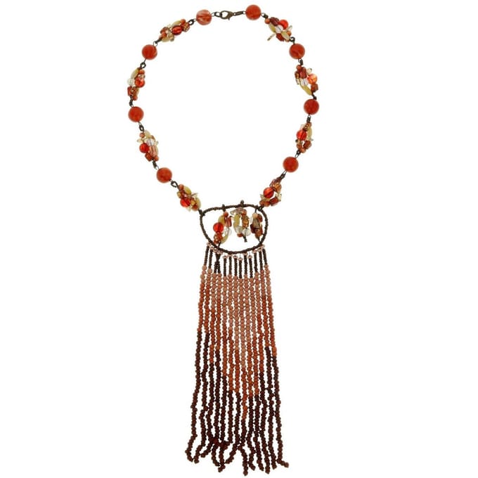 Behave - Lange bruine ketting met hanger 42cm