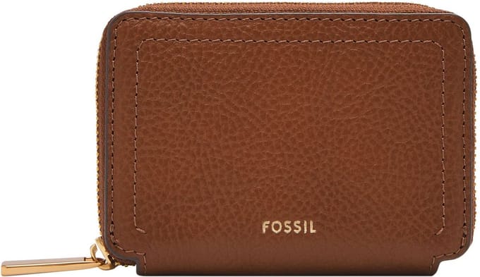 FOSSIL Kaarthoes Logan Zip Around Card Case RFID Brown Bruine