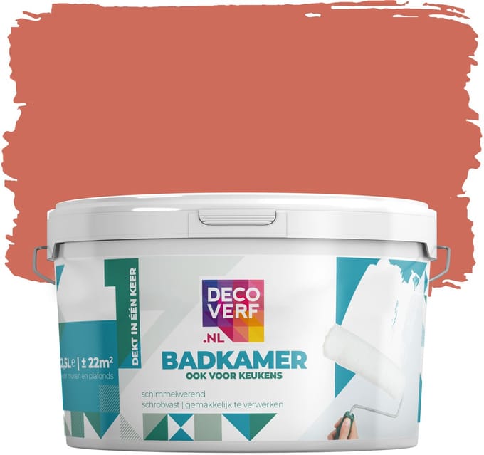 Decoverf badkamerverf 2.5L terra rood