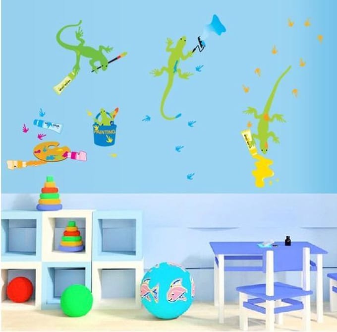 Muursticker kinderkamer met kameleons