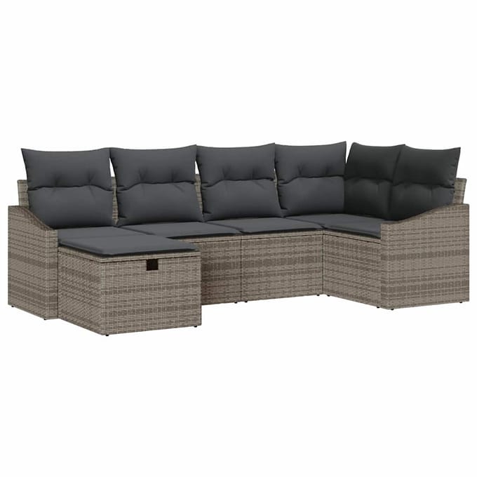 vidaXL - Bankstel - 7 - st - poly - rattan