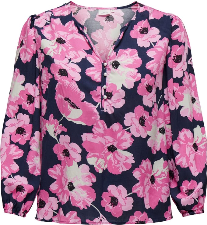 ONLY CARMAKOMA - CARISEBELLE LIFE L/S BUTTON TOP AOP - Dames - Blouses