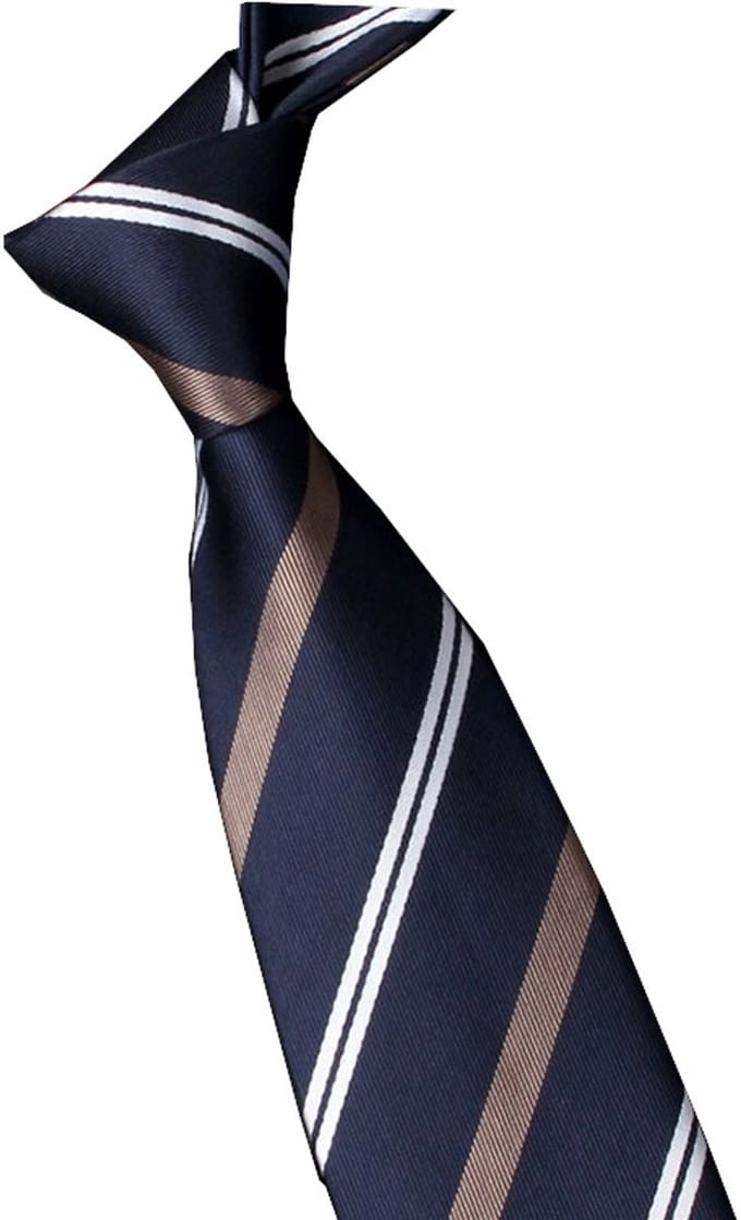 Stropdas Heren – Tie – Gestreepte Stropdas – Blauw / Wit / Bruin