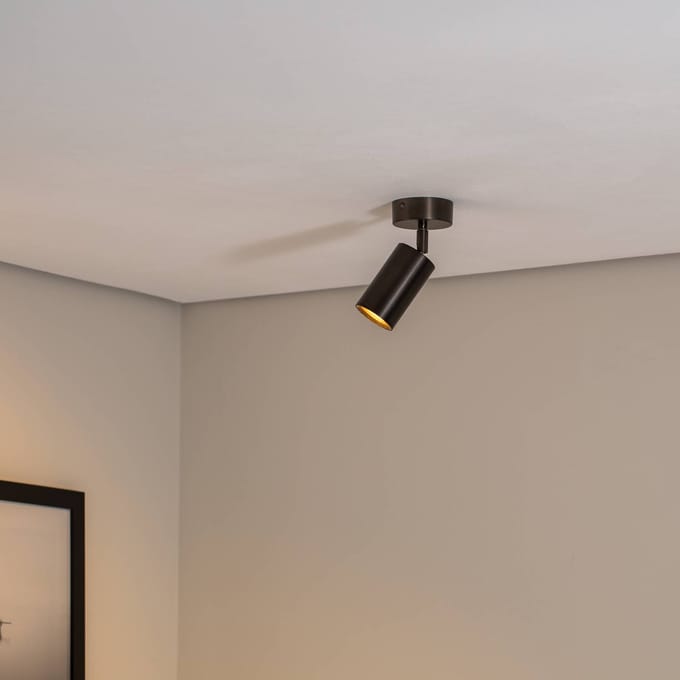 Argon Sado plafondspot, 1-lamp, antraciet, staal, verstelbaar