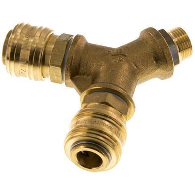 Messing DN 7.2 (Euro) Luchtkoppeling Snelkoppeling G 3/8 inch Buitendraad Wandmontage 2-weg - CLS7-M-B-2W-038