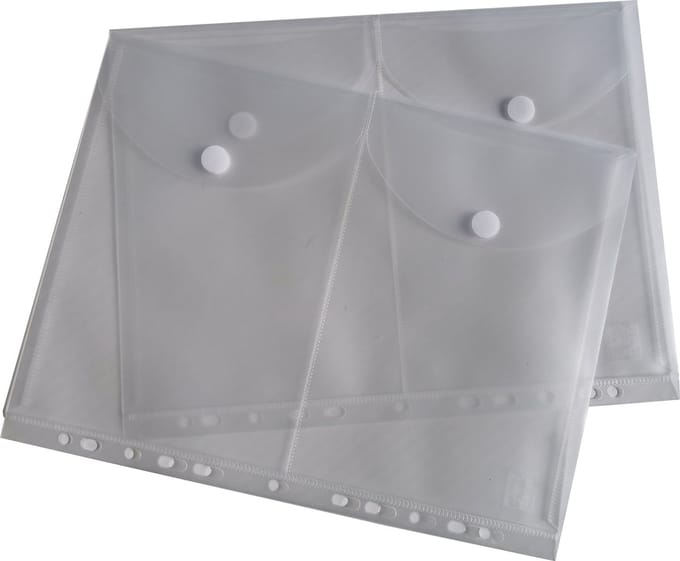 5x EXXO-HFP - #36761 - A4 Ringband Documententas - TWIN A5 tassen - 5 Pak @ 5 Kleurloos transparant, 5 pak