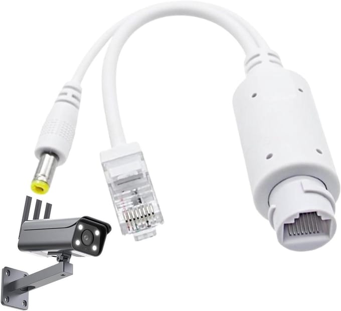 POE Splitter - Netwerk Adapter - Buiten Camera's - Waterdicht Ontwerp - 10x2x2 cm - Wit