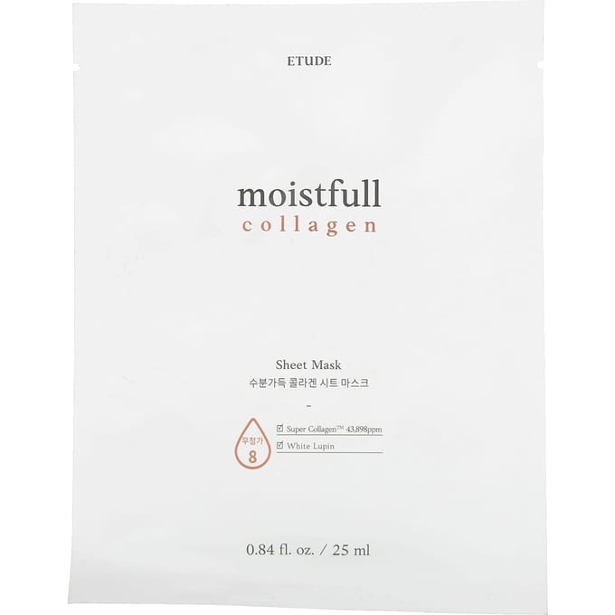 ETUDE, Moistfull Collagen, Beauty Sheet Mask, 1 sheet, 25ml (0.84fl oz) white