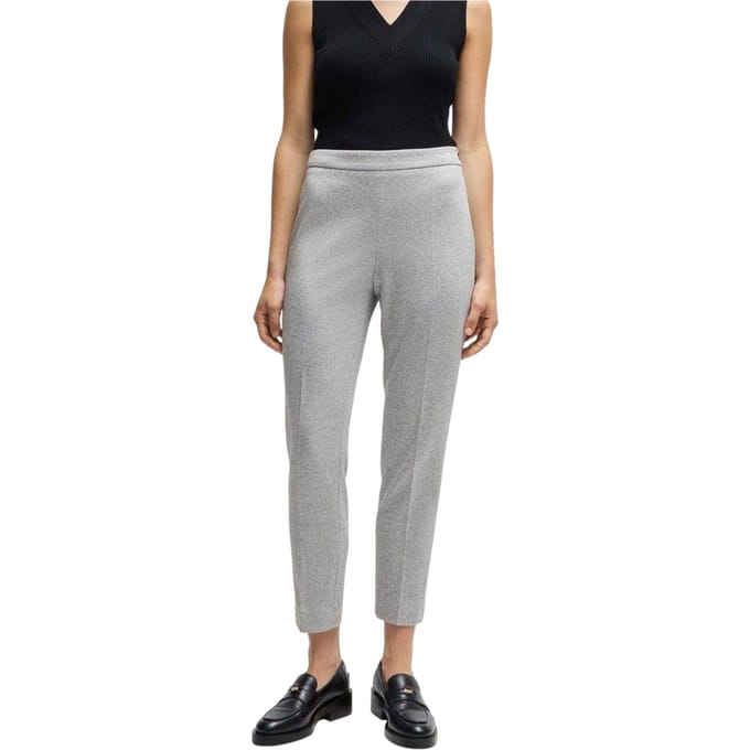 Boss Tilunara Slim-fit chino met rits aan de zijkant voor dames (Grijs)