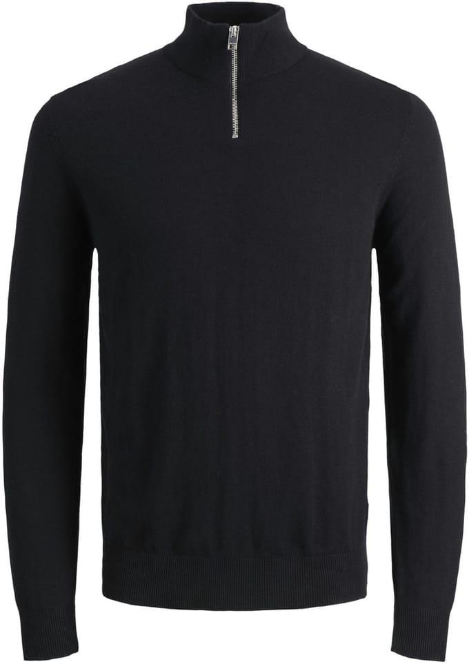 Jack & Jones - Heren Trui Emil Knit Half Zip - Zwart - Maat L