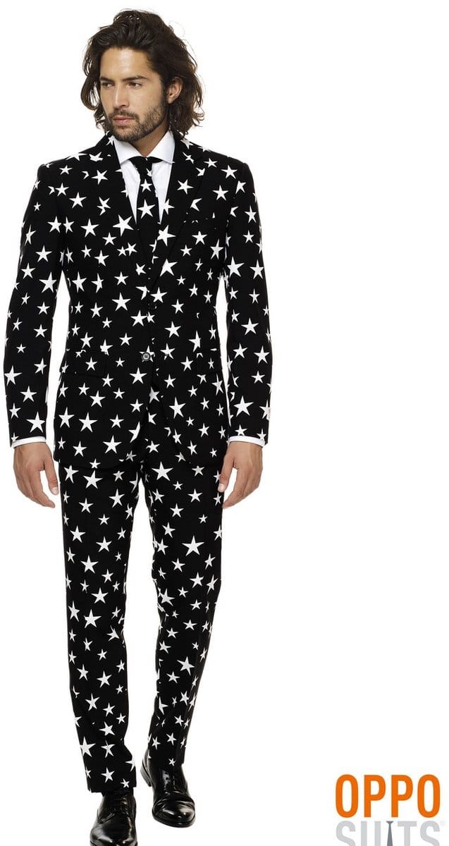 OppoSuits Starstruck - Heren Pak - Carnavalskleding - Kostuum - Zwart - Feest - Maat 54