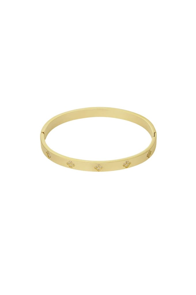 Armband met klavertjes en steentjes - goud