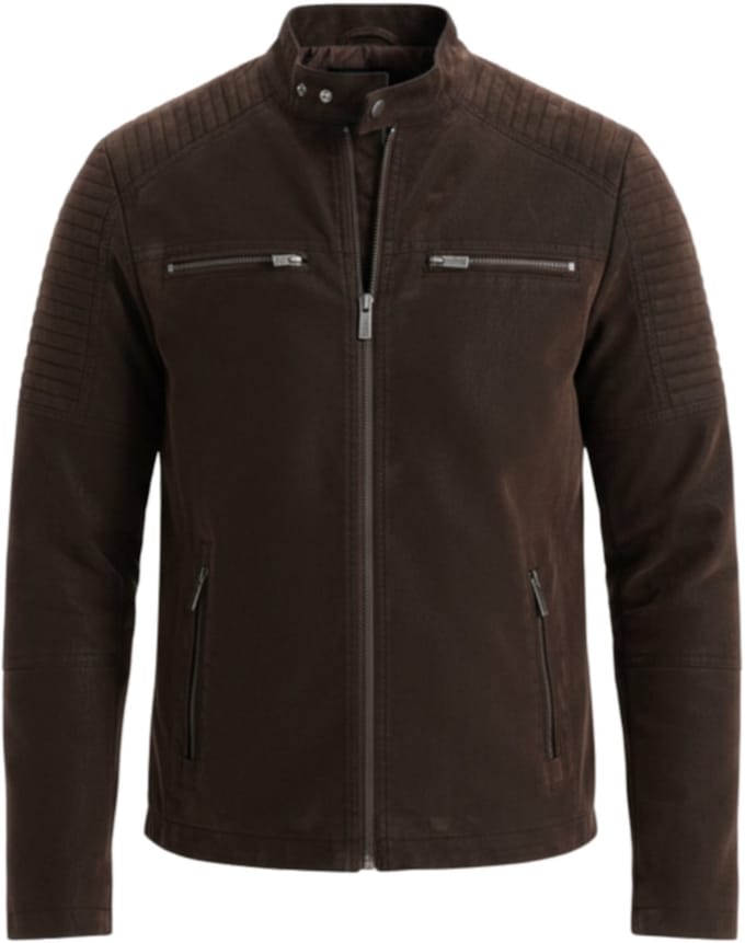 OMBRE Jas - Lange Mouw - Rits - Effen Bruin S