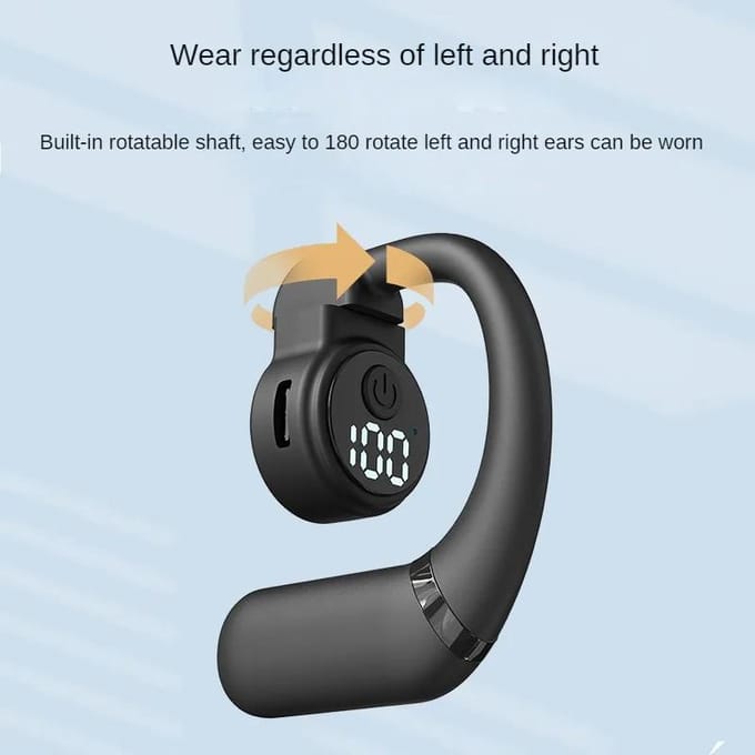 Bluetooth 5.4 Draadloze Oortelefoon Koptelefoon Oorhaak HiFi Stereo Geluidsreducerende Headset Waterdichte Earbud voor Huawei iPhone black