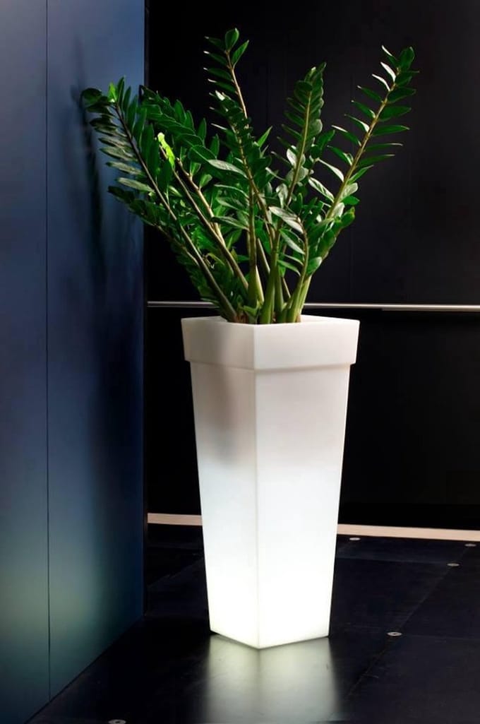 Lichtgevende Bloempot Geryon 40x40x100cm 41L COOL WHITE Nicoli