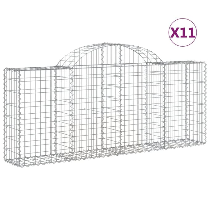 vidaXL - Schanskorven - 11 - st - gewelfd - 200x30x80/100 - cm - ijzer
