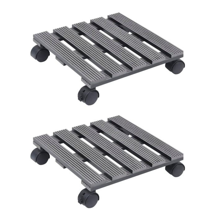 vidaXL - Plantentrolleys - 2 - st - 30x30x7,5 - cm - HKC - grijs