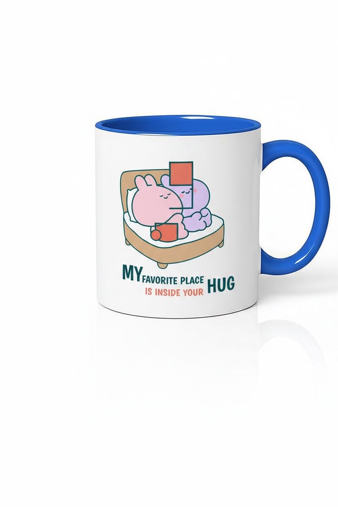 Liefdevolle Knuffel Mok 'My Favorite Place Is Inside Your Hug' - Schattig Konijntjes Design - Romantisch Cadeau