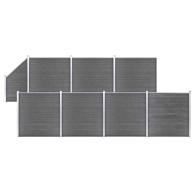 vidaXL - Schuttingset - 7 - vierkant - en - 1 - schuin - 1311x186 - cm - HKC - grijs