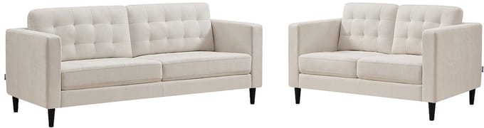 Vente-unique Driezits- en tweezitsbank in beige stof DIBALU