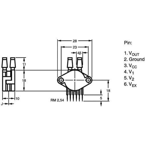 NXP Semiconductors MPX5100 DP Druksensor 1 stuk(s) 0 kPa tot 100 kPa Print Piece
