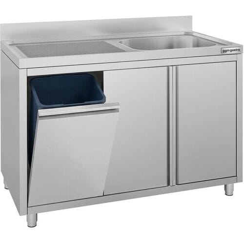 GGM Gastro Spülschrank ECO - 1200x700mm - mit Abfallbehälter & 1 Becken rechts
