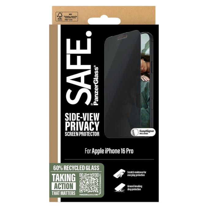 SAFE by PanzerGlass Privacy Screenprotector Ultra Wide Fit met applicator geschikt voor Apple iPhone 16 Pro