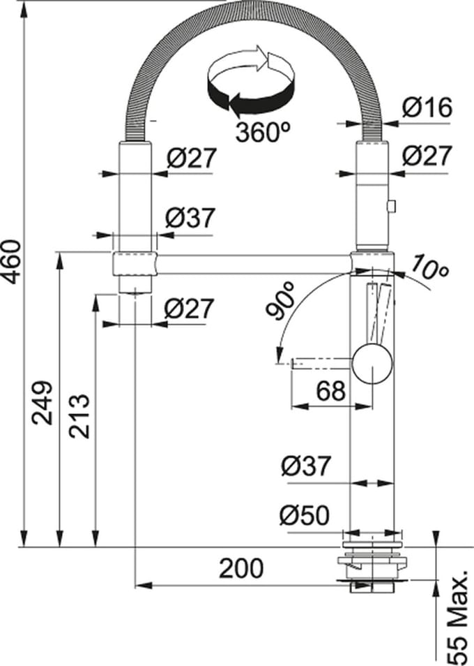 Franke Pescara Semi-Pro 360 Zwart