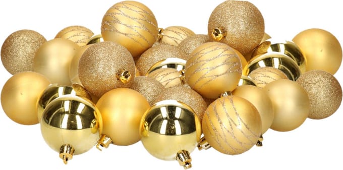 Kerstballen - 40x stuks - goud - kunststof - 6 cm