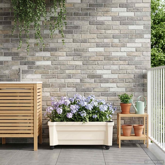 vidaXL - Calypso - planter - met - wielen - PP - Wit