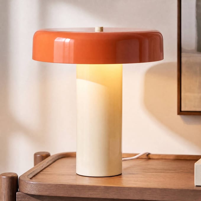 Nola tafellamp Dionne, oranje/beige, 33 cm, metaal, E14
