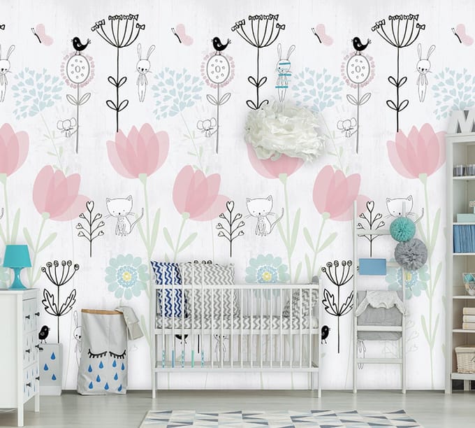 INGK Behang - Kids - Abby & Bryan - Love my garden pink