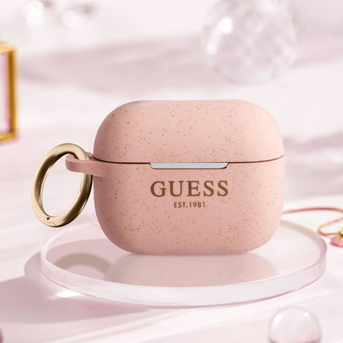 Guess - AirPods Pro Hoesje - Silicone Glitter - Roze