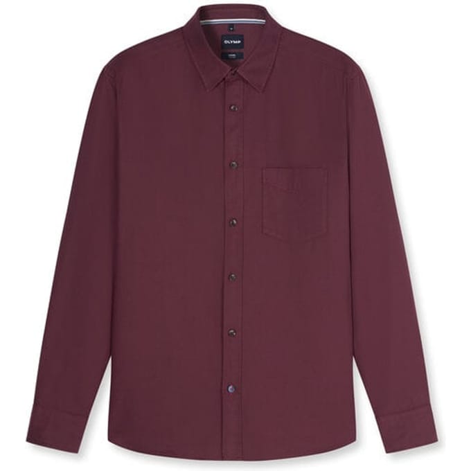 OLYMP Casual Overhemd, Regular Fit, Kent, Bordeauxrood