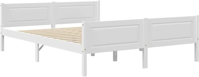 Houten Bedframe - Massief Hout - Slaapkamer Inrichting - Robuuste Constructie - 140x200 cm - Wit